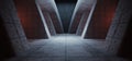 Sci Fi Futuristic Triangle Spaceship Cold Warm Lights Concrete Cement Asphalt Realistic Tunnel Corridor Hallway Showroom Warehouse