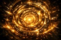 Sci- Fi Golden Vortex With Mechanical Elements And Sparks Royalty Free Stock Photo