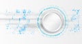 Sci-fi gray background with various technology elements. Science concept, circles with shadows and lines. Abstract hi tech