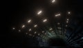 Sci-fi interior great hall laboratory underground in dark scene