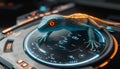 Sci-Fi Lizard on Futuristic Gadget, Technological Advancement. 3D Render., Reptile, Cyberpunk Royalty Free Stock Photo