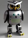 sci - fi mecha soldier standing. owl military futuristic robot, AI Generated