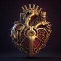 Sci-fi mechanical human heart clock. Generative AI