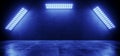 Sci Fi Modern Elegant Futuristic Cyber Neon Led Studio Big Panel Lights Blue Glowing Lights On Dark Empty Grunge Concrete Room