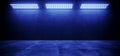 Sci Fi Modern Elegant Futuristic Cyber Neon Led Studio Big Panel Lights Blue Glowing Lights On Dark Empty Grunge Concrete Room