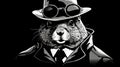 Sci-fi Noir: A Squirrel In A Top Hat And Glasses