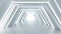 Sci-fi passageway with fluorescent lights 3D render
