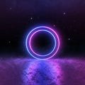 Sci Fi pink blue neon light, energy source, 3d render, abstract background