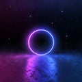 Sci Fi pink blue neon light, energy source, 3d render, abstract background