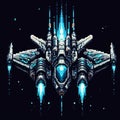 Sci-Fi Pixel Starfighter Royalty Free Stock Photo