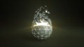 Sci-fi polygonal ball with glowing core 3D rendering