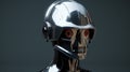 Sci-fi Robot Head Helmet With Chrome Finish - 3d Render