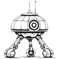 Sci Fi Robot Walker Line Art Royalty Free Stock Photo