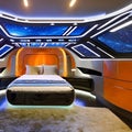 Sci-Fi Spaceship Bedroom: A futuristic spaceship-themed bedroom with spaceship controls, starry ceiling, and space-themed beddin