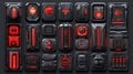 Sci-Fi UI Kit, Red Glowing Panels Royalty Free Stock Photo