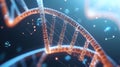 Sci-fi visualization of epigenetics with a holographic DNA structure and floating data points, biotechnology, holographic science