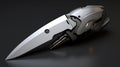 Sci-fi Knife With Chrome Finish And Robot Head Helmet Design