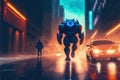 In the sci-fi world, a strange beast sprints down a dark alleyway