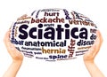 Sciatica word cloud hand sphere concept