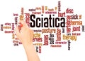 Sciatica word cloud hand writing concept