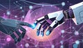 Science, AI, Machine learning, Hands of robot and human touching on big data network connection Royalty Free Stock Photo