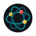 Science atom molecule biology block and flat style icon