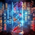 Science background with DNA molecule research concept. Image double spiral, science evolution. Generative AI
