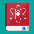 Science book and atom logo. Royalty Free Stock Photo