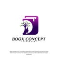 Science Book Logo concept. Nature People Learning Education Logo Design Template Vector. Icon Symbol Royalty Free Stock Photo