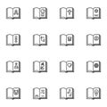 Science books collection line icons set