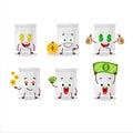 Science bottle cartoon character with cute emoticon bring money