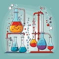 Science Chemical Lab Equipment. Glassware and tubes. Vector illustration. Royalty Free Stock Photo