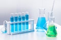 Science Chemical medical glassware in research lab for background