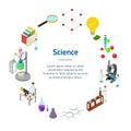 Science Chemical Pharmaceutical Concept Banner Card Circle 3d Isometric View. Vector Royalty Free Stock Photo