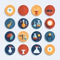 Science and chemistry icons set. Vector illustration in flat design style Royalty Free Stock Photo