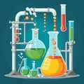 Science and chemistry laboratory. Science Chemical Lab Equipment. Glassware and tubes. Vector illustration. Royalty Free Stock Photo