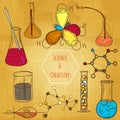 Science chemistry laboratory vector background sketchy style Royalty Free Stock Photo