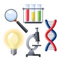 science chemistry set cartoon vector illustration Royalty Free Stock Photo