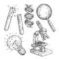 science chemistry set sketch hand drawn vector Royalty Free Stock Photo