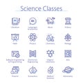 Science classes and university education study set Royalty Free Stock Photo