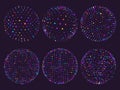 Science atom spheres, dots orbs or particles orbit. Geometry 3d grid sphere for futuristic chart or abstract vector