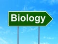 Science concept: Biology on road sign background