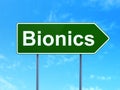 Science concept: Bionics on road sign background