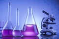 Science concept, Chemical laboratory glassware Royalty Free Stock Photo