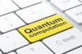 Science concept: Quantum Computation on computer keyboard background Royalty Free Stock Photo