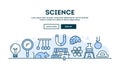 Science, concept header, flat design thin line style Royalty Free Stock Photo