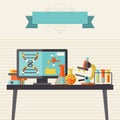 Science concept illustration in flat design style Royalty Free Stock Photo