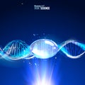 Science concept image of human DNA. Blue light abstraction of digital art. Royalty Free Stock Photo