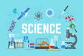 Science concept vector illustration, flat style design Royalty Free Stock Photo