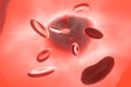 Science 3d rendering illustration. Human red blood cells carrying oxygen for cells. Biotechnology contaminated blood ,scientific